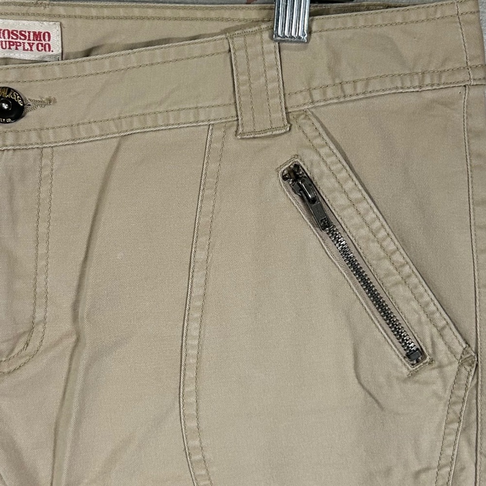 Mossimo Supply Co Womens Khaki Tan Straight Leg Cargo Pants Size 17 Zip Pockets - Picture 2 of 10